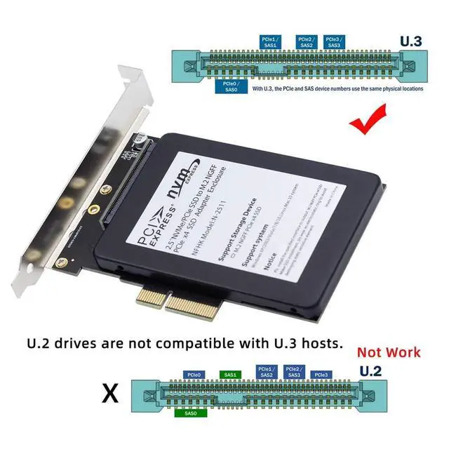 Alt view image 2 of 7 - xiwai PCI-E 4.0 X4 Lane to NVMe PCIe SSD U.3 U3 Kit SFF-8639 Host Adapter for Motherboard PM1735