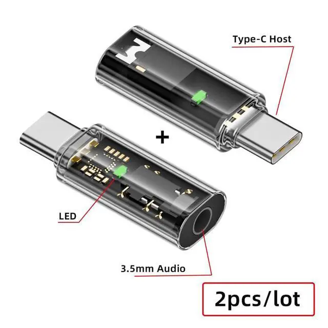 Alt view image 2 of 7 - 2pcs/lot USB-C Type C to 16bit 48kHz 3.5mm Audio AUX & MIC Sound Card Adapter Compatible with Laptop Tablet Phone