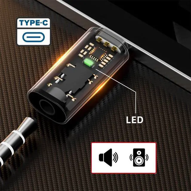 Alt view image 6 of 7 - 2pcs/lot USB-C Type C to 16bit 48kHz 3.5mm Audio AUX & MIC Sound Card Adapter Compatible with Laptop Tablet Phone