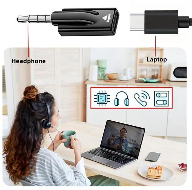 Alt view image 7 of 7 - Xiwai 2pcs/lot Type-C USB-C Female to Audio AUX & MIC 3.5mm Male & Female 16bit 48kHz Sound Card Adapter Compatible with Laptop Tablet Phone
