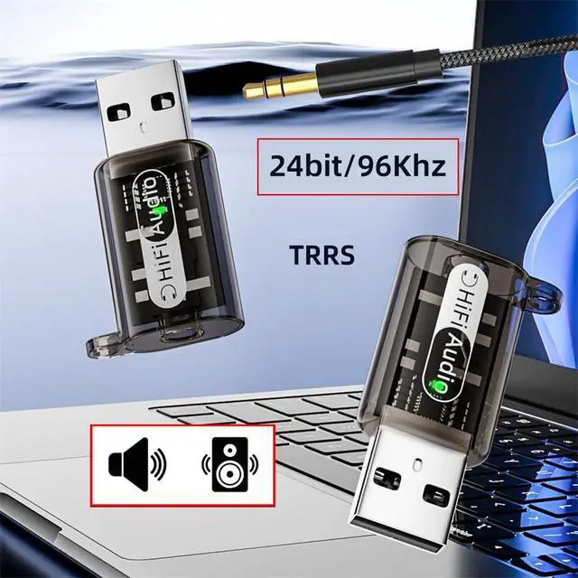 Alt view image 2 of 7 - Xiwai 2pcs/lot USB to 3.5mm Audio Adapter Type-A Male USB2.0 to TRS TRRS Female AUX & MIC Sound Card 24bit 96kHz Adapter Compatible with Laptop Desktop