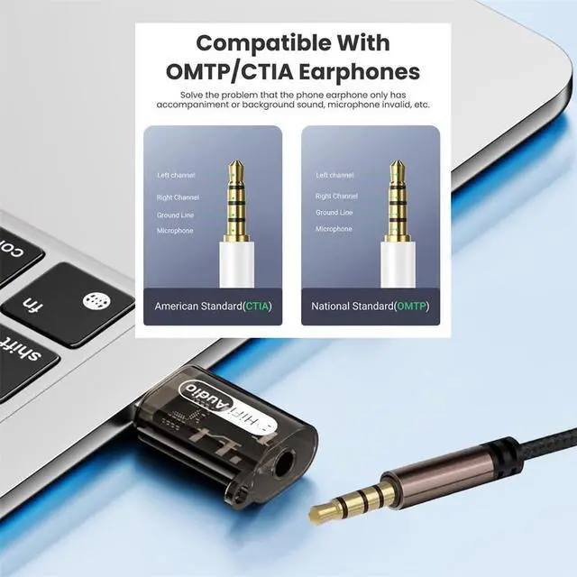 Alt view image 6 of 7 - Xiwai 2pcs/lot USB to 3.5mm Audio Adapter Type-A Male USB2.0 to TRS TRRS Female AUX & MIC Sound Card 24bit 96kHz Adapter Compatible with Laptop Desktop