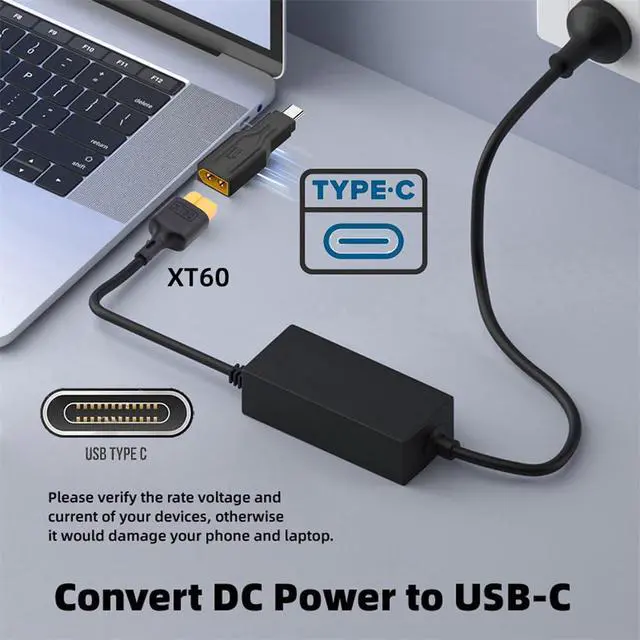 Alt view image 3 of 7 - Xiwai XT60 Power Connector Male Input SC100 Protocol to Type-C Male Plug Output Fast Charging Adapter for RC Lipo Battery Quadcopter Laptop Phone