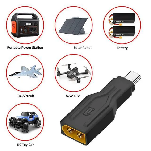 Alt view image 4 of 7 - xiwai XT30 Connector No Wires Male Input SC100 Protocol to Type-C Plug Male Output Fast Charging Adapter for RC Lipo Battery Quadcopter Laptop Phone