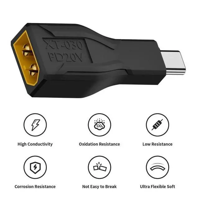 Alt view image 4 of 7 - xiwai 100W 20V 5A PD Type-C Male Input to XT60 Connector Male Output SC100 Protocol Fast Charging Adapter for RC Lipo Battery Quadcopter