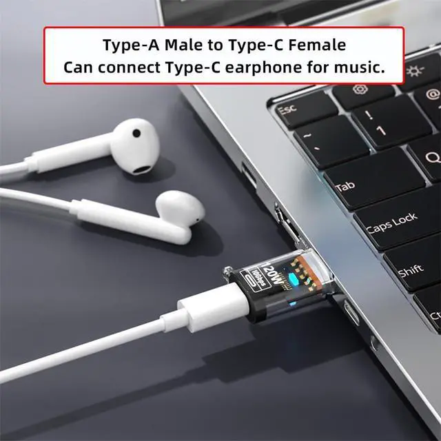 Alt view image 7 of 7 - xiwai 3pcs/Set USB-C Adapter Type-C Smart LED to USB3.2 Type-A Adapter OTG 10Gbps 40Gbps 120W 240W Data Fast Charging Tester Detector