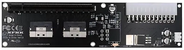 Main image of Xiwai Dual Slimline SFF-8654 8X 74Pin VROC to PCIE 16x with ATX 24Pin Power | PCI-Express Adapter Switch Port for Mainboard Graphics Card