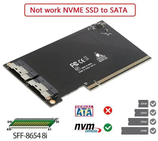 Alt view image 3 of 7 - Xiwai External Dual SFF-8654 8X 74Pin Slimline to PCIE4.0 PCIE 16X Express 3.0 Raid Card VROC Raid0 Hyper Adapter