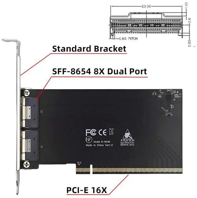 Alt view image 4 of 7 - Xiwai External Dual SFF-8654 8X 74Pin Slimline to PCIE4.0 PCIE 16X Express 3.0 Raid Card VROC Raid0 Hyper Adapter