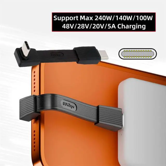Alt view image 4 of 7 - xiwai USB5.0 80Gbps Up Angled 90 Degree Flat Slim FPC Male to Male Extension Cable Short 240W 16K 8K 60Hz 5K Compatible with 40Gbps USB4.0 Thunderbolt3/4/5