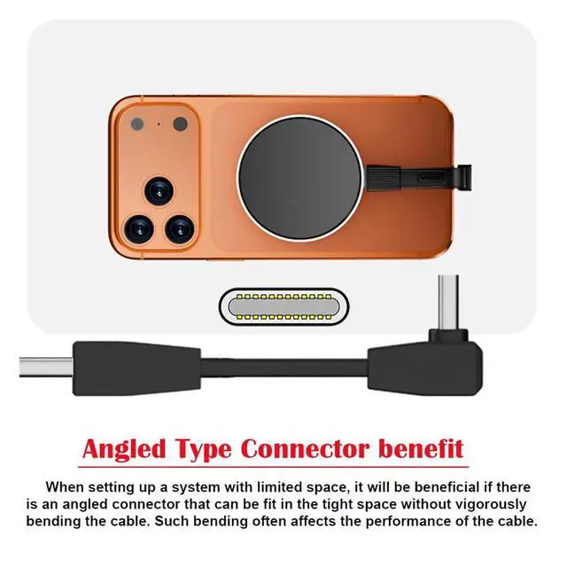 Alt view image 7 of 7 - xiwai USB5.0 80Gbps Up Angled 90 Degree Flat Slim FPC Male to Male Extension Cable Short 240W 16K 8K 60Hz 5K Compatible with 40Gbps USB4.0 Thunderbolt3/4/5
