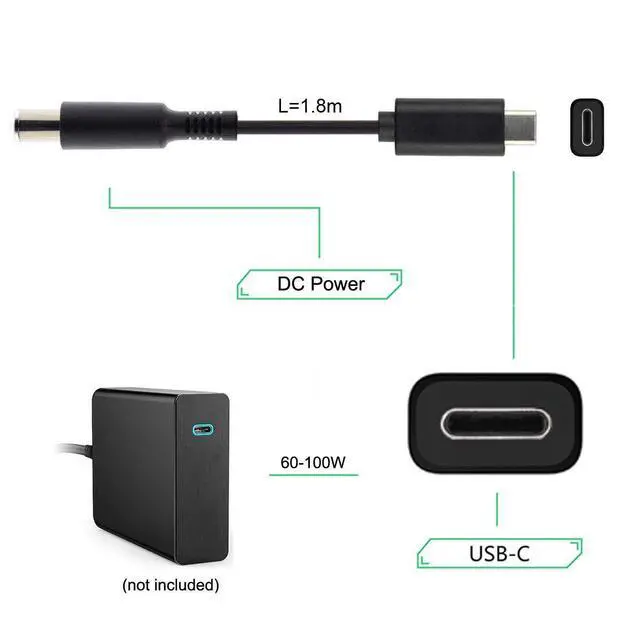 Alt view image 5 of 7 - JSER Type C USB-C Input to 20V DC 5.5 2.1mm Power PD Charge Cable for Laptop Notebook
