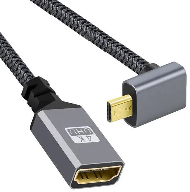 Main image of xiwai 4K Micro HDMI 1.4 Male 90 Degree Up Angled to HDMI Female Extension Cable for DV MP4 Camera DC Laptop