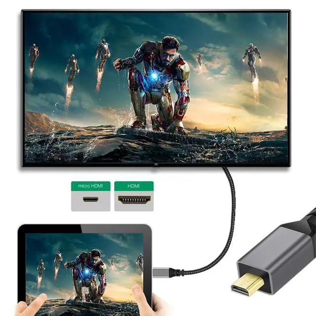 Alt view image 3 of 7 - xiwai 4K Micro HDMI 1.4 Male 90 Degree Up Angled to HDMI Female Extension Cable for DV MP4 Camera DC Laptop