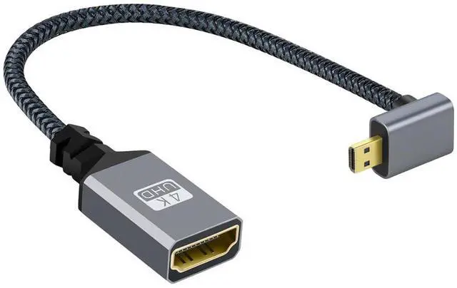 Main image of xiwai 4K Micro HDMI 1.4 Male 90 Degree Down Angled to HDMI Female Extension Cable for DV MP4 Camera DC Laptop