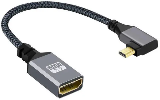 Main image of xiwai 4K Micro HDMI 1.4 Male 90 Degree Left Angled to HDMI Female Extension Cable for DV MP4 Camera DC Laptop