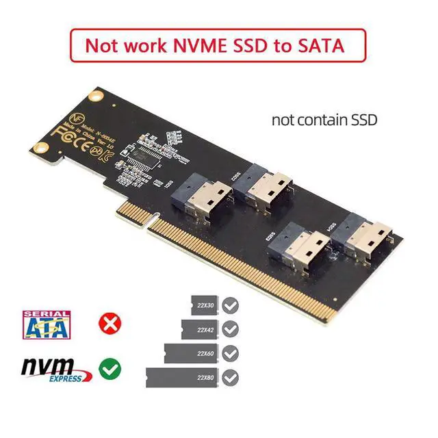Alt view image 5 of 7 - Xiwai Slimline SFF-8654 Four 4X 4 NVME to PCIE Express 3.0 4.0 Raid Card VROC Raid0 Hyper Adapter