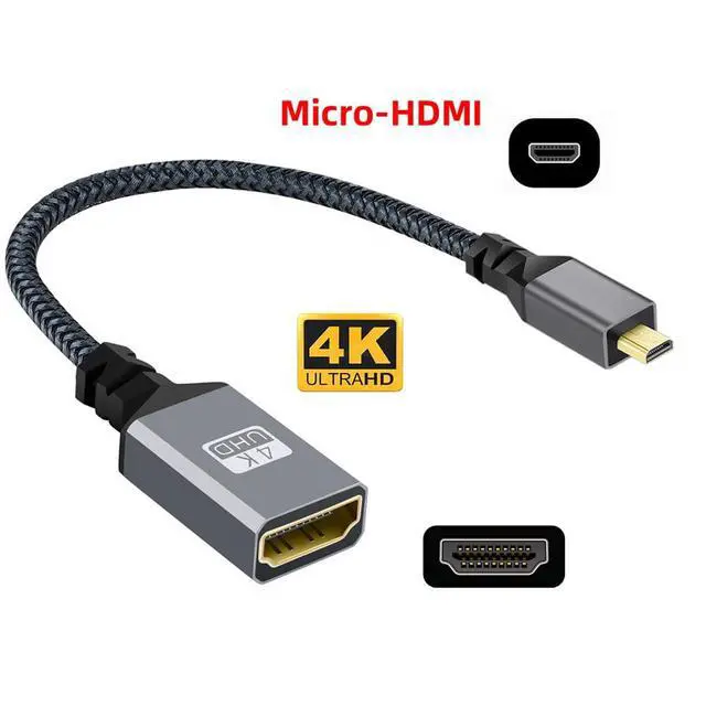 Alt view image 6 of 7 - xiwai 4K Micro HDMI 1.4 Male to HDMI Female Extension Cable for DV MP4 Camera DC Laptop