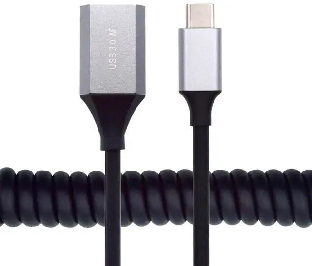 Main image of xiwai OTG USB-C Type-C Host to USB3.0-A Female Stretch Coiled Cable Extension 5Gbps for Disk Phone Camera Data 100cm