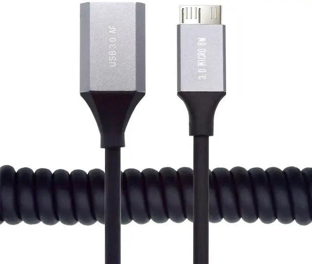 Main image of xiwai OTG Micro-USB3.0 Male Host to USB3.0-A Female Stretch Coiled Cable Extension 5Gbps for Disk Phone Camera Data 100cm