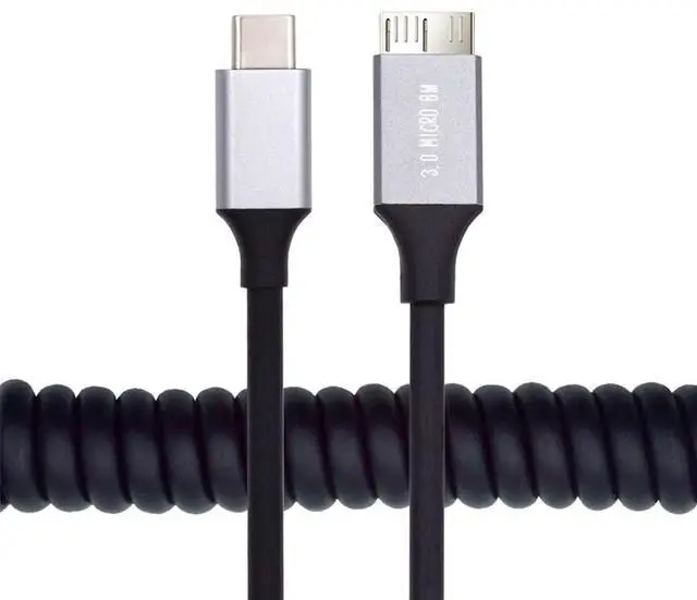 Main image of xiwai OTG USB-C Type-C Host to Micro-USB3.0 Male Stretch Coiled Cable Extension 5Gbps for Disk Phone Camera Data 100cm
