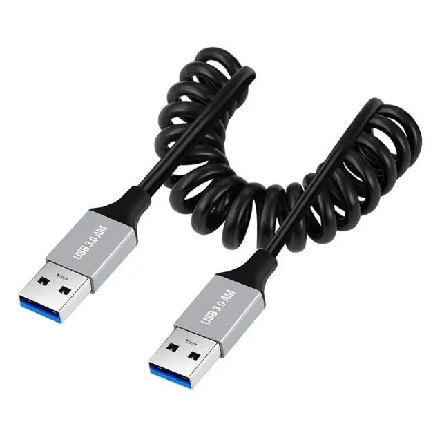 Alt view image 7 of 7 - xiwai Stretch Coiled USB 3.0 Type-A Male to USB3.0 A Male Cable Extension 5Gbps for Disk SSD Camera Data 100cm
