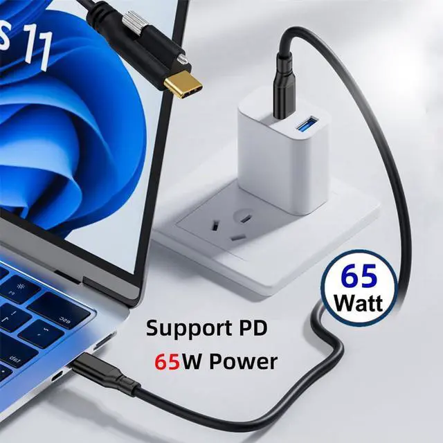 Alt view image 5 of 7 - xiwai USB 3.1 Extension Cable Type-C Male to Panel Mount USB-C Single Thumbscrew Locking 10Gbps Data 4K Cord for Hard Drive Monitor 1.0m