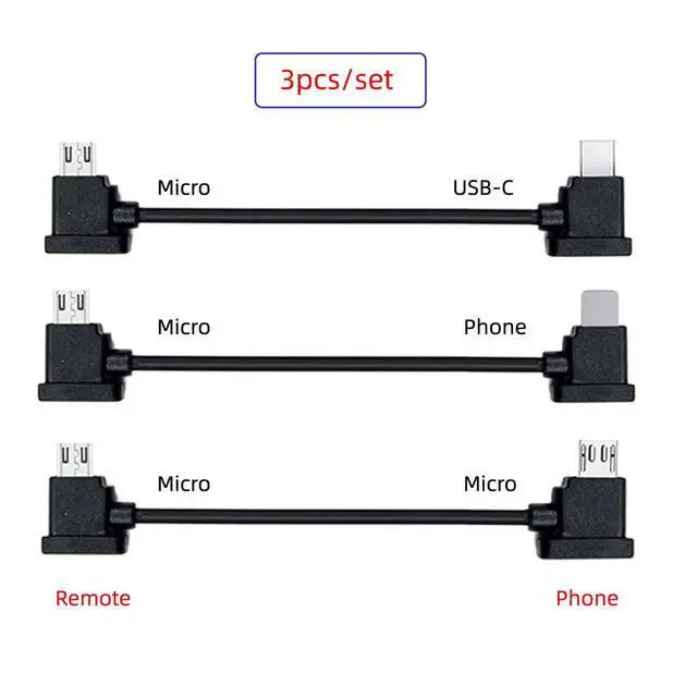 Alt view image 2 of 7 - xiwai 3pcs/Set Type-C & Micro & 8P to Micro USB USB-C Remote Controller Data Cable for Mavic Pro Platinum Park RC Accessories