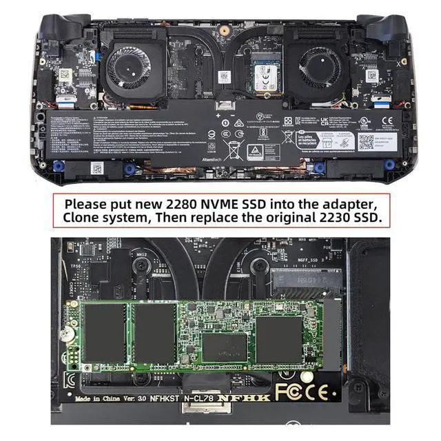 Alt view image 5 of 7 - xiwai 22x30mm NVME M-Key to 22x80mm Extension SSD Upgrade Adapter Angled Compatible with MSI CLAW8 AI+ CLAW7 Gaming