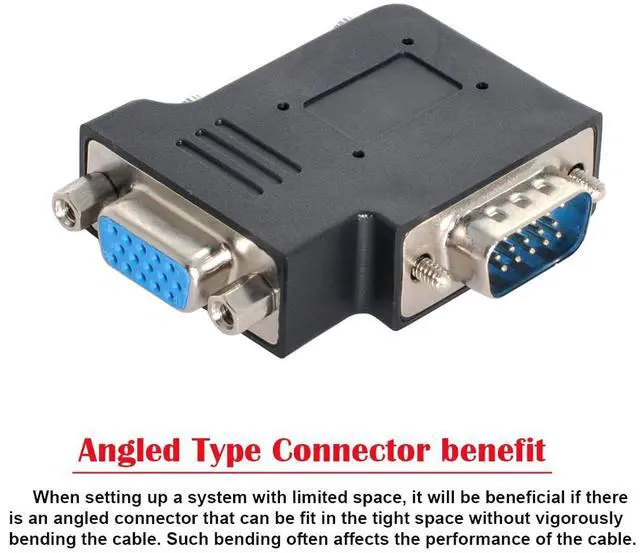 Alt view image 2 of 7 - VGA Connectors,VGA SVGA D-Sub HDB15Pin Male to Female 90 Degree Right Angled Gender Changer Video Graphics Array Connector Adapter for Monitor/Projector/Graphics