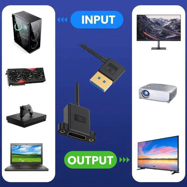 Alt view image 6 of 7 - xiwai Right Angled DisplayPort 1.4 Ultrafine DP Male to Female Extension Cable 8K 60hz 4K 144hz for Graphics Card Desktop Laptop Monitor 30cm