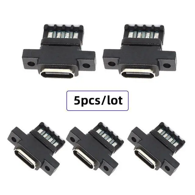 Alt view image 2 of 7 - xiwai 5pcs/Set DIY OEM Type C Female Socket Connector to 6Pin PCBA Pinout Vertical Scew Mount Type DC 5V/20V PD Power for Wiring