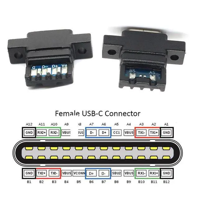 Alt view image 3 of 7 - xiwai 5pcs/Set DIY OEM Type C Female Socket Connector to 6Pin PCBA Pinout Vertical Scew Mount Type DC 5V/20V PD Power for Wiring