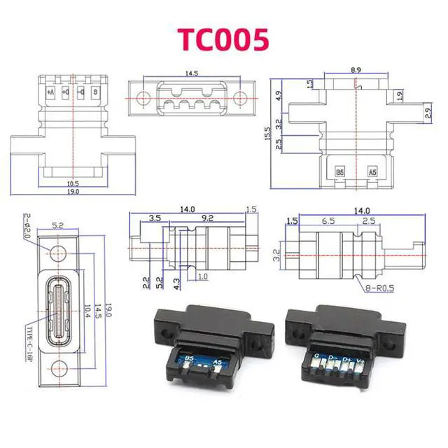 Alt view image 5 of 7 - xiwai 5pcs/Set DIY OEM Type C Female Socket Connector to 6Pin PCBA Pinout Vertical Scew Mount Type DC 5V/20V PD Power for Wiring