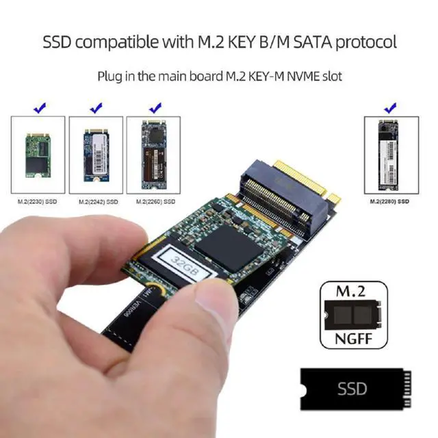 Alt view image 3 of 7 - xiwai JMB582 SATA NGFF Key B+M SSD to NVME M-Key Motherboard Desktop Adapter Converter Card for SSD 2280