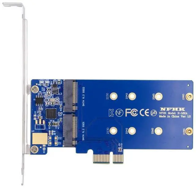 Main image of xiwai Dual SATA SSD Card Converter JMB582 2280 NGFF Key B+M SSD to PCI-E 1x Motherboard Desktop Adapter