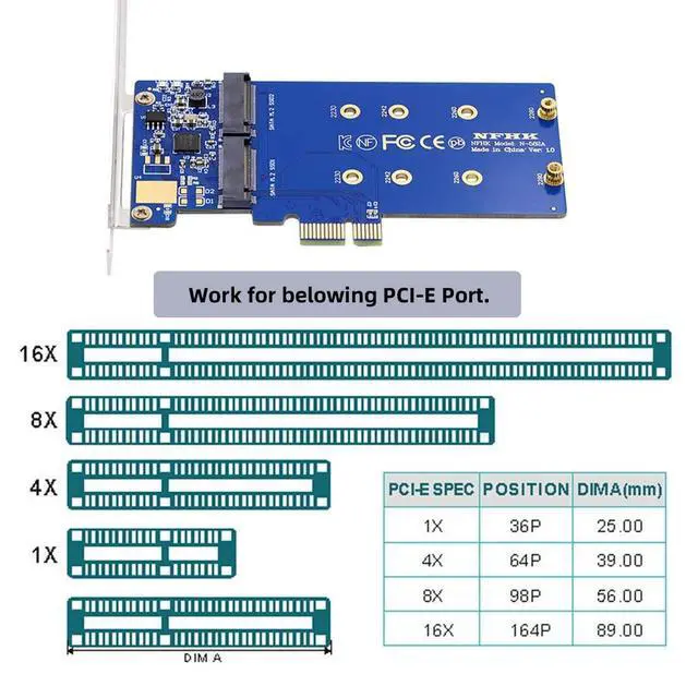 Alt view image 4 of 7 - xiwai Dual SATA SSD Card Converter JMB582 2280 NGFF Key B+M SSD to PCI-E 1x Motherboard Desktop Adapter