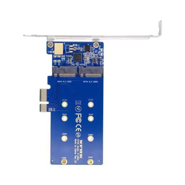 Alt view image 2 of 7 - xiwai Dual SATA SSD Card Converter JMB582 2280 NGFF Key B+M SSD to PCI-E 1x Motherboard Desktop Adapter