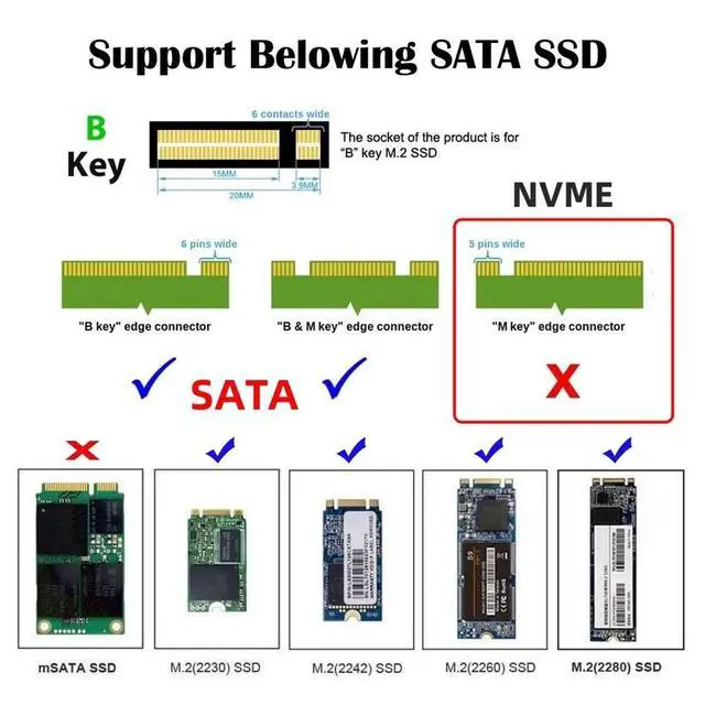 Alt view image 7 of 7 - xiwai Dual SATA SSD Card Converter JMB582 2280 NGFF Key B+M SSD to PCI-E 1x Motherboard Desktop Adapter