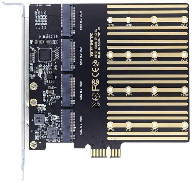 Main image of xiwai High-Speed 4 SATA NGFF Key B+M SSD to PCI-E 1x Motherboard Desktop Adapter SSD Card ASM1064 2280 with Hot Swap
