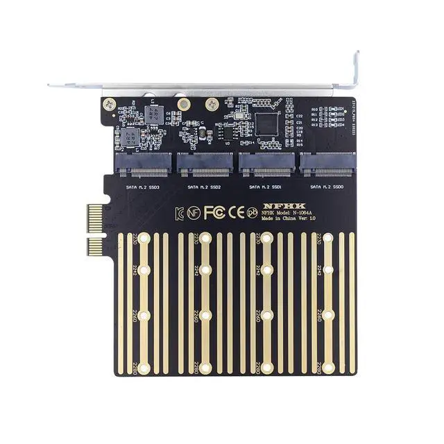 Alt view image 2 of 7 - xiwai High-Speed 4 SATA NGFF Key B+M SSD to PCI-E 1x Motherboard Desktop Adapter SSD Card ASM1064 2280 with Hot Swap