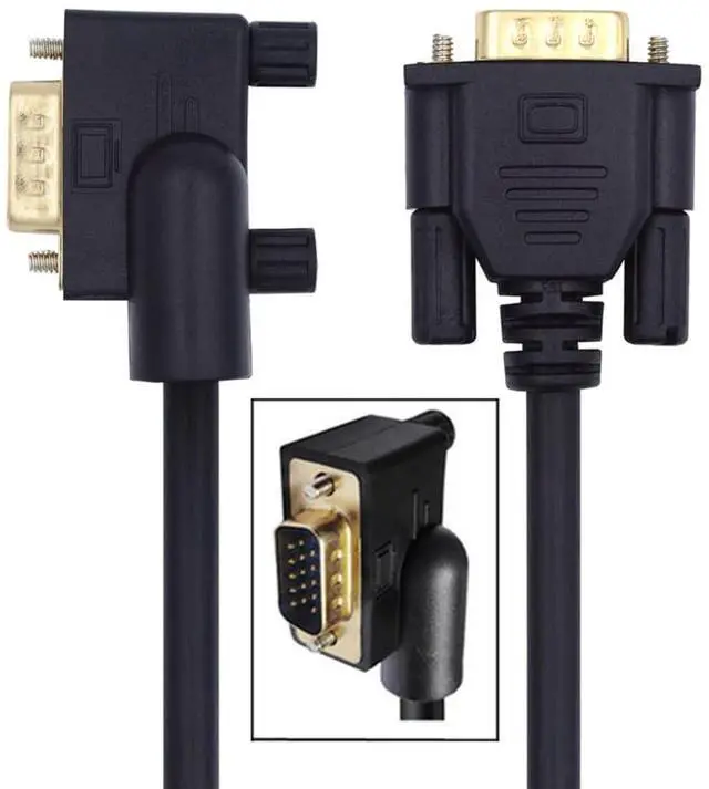 Main image of xiwai 90 Degree VGA RGB Cable Left Angled Male to Straight Male Extension Cord 3COAX+6C for Computer Monitor Projector 1m/3.3ft