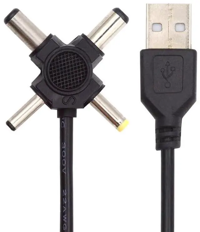 Main image of xiwai USB 2.0 Type-A Male to DC 5V 5.5x2.5mm 5.5x2.1mm 4.0x1.7mm 3.5x1.3mm 4-in-1 Barrel Plug Power Splitter Connector Charge Cable