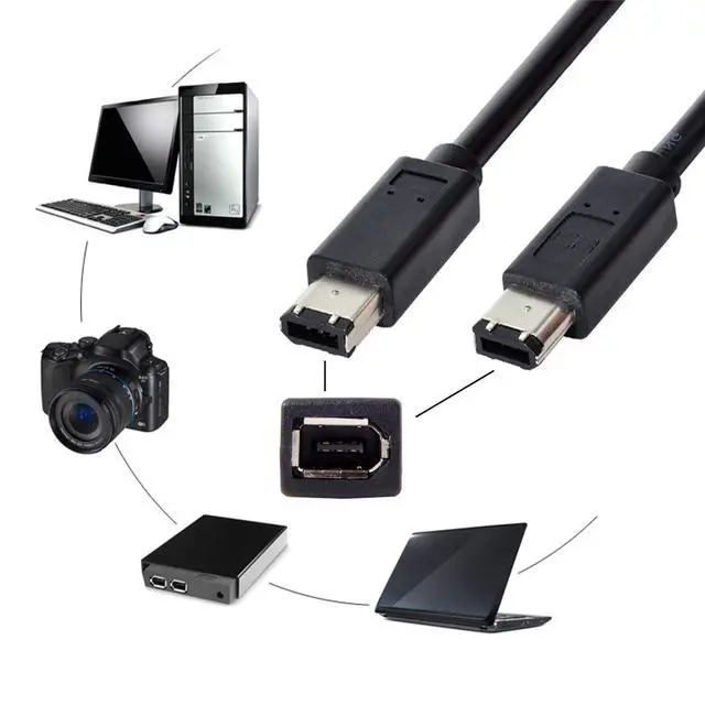 Alt view image 2 of 7 - 70.87 Inch FireWire Cable,IEEE 1394a 6Pin to 6Pin IEEE 1394a Firewire 400 to 400 Cable for Data Transmission Video Capture Card