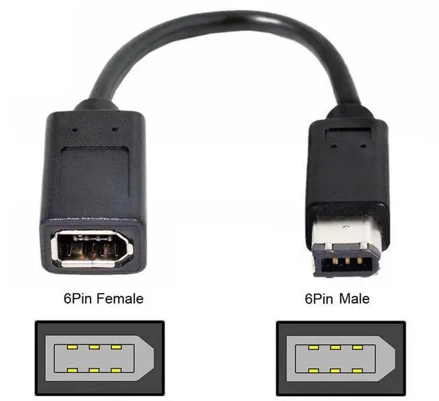 Alt view image 5 of 7 - xiwai Firewire IEEE 1394a 6Pin Female to 1394 6Pin Male 400-400 High Speed Extension Data Cable for Laptop Video Capture Card 20cm
