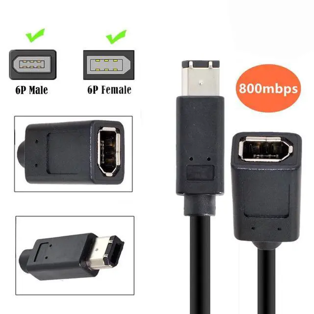 Alt view image 4 of 7 - xiwai Firewire IEEE 1394a 6Pin Female to 1394 6Pin Male 400-400 High Speed Extension Data Cable for Laptop Video Capture Card 20cm