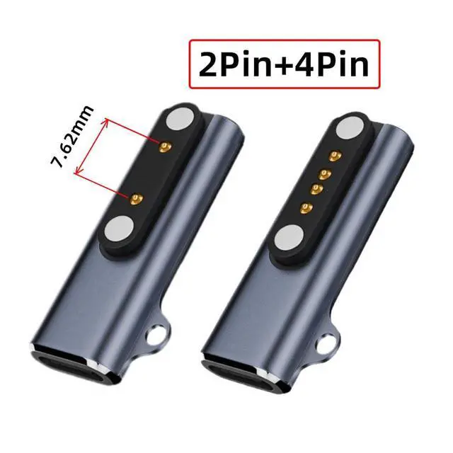 Alt view image 2 of 7 - xiwai 2pcs/lot Magnetic Smart Watch Replacement Charging Adapter USB Type-C to Pitch 7.62mm with 2-Pin 4-Pin Compatible with Bone Conduction Headphone