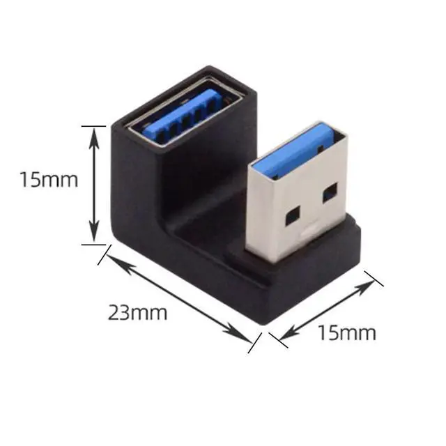 Alt view image 3 of 7 - xiwai 10Gbps USB3.0 Male to Female Extension Power Data Video Adapter Opposite U Shape Back Angled