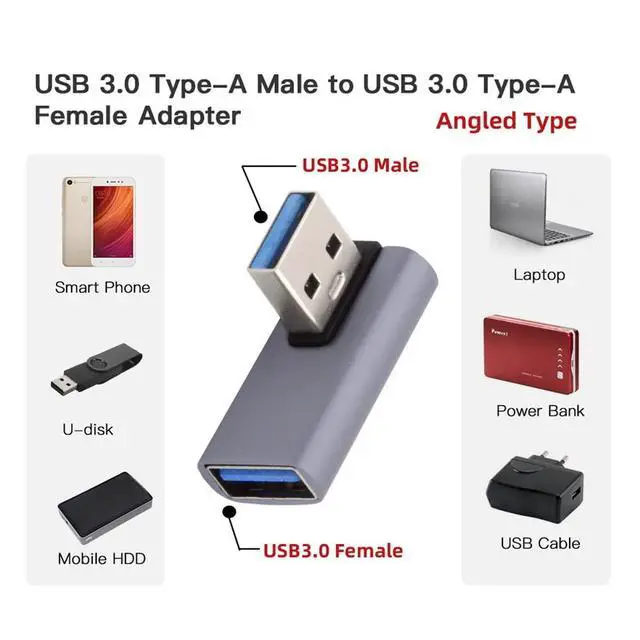 Alt view image 3 of 7 - xiwai 10Gbps USB3.0 Male to Female Extension Power Data Video Adapter Low Profile 90 Degree Left Angled Type