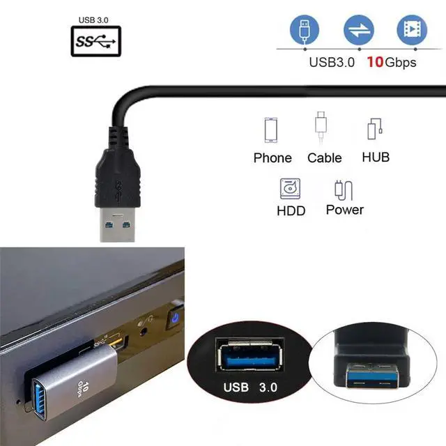 Alt view image 5 of 7 - xiwai 10Gbps USB3.0 Male to Female Extension Power Data Video Adapter Low Profile 90 Degree Left Angled Type